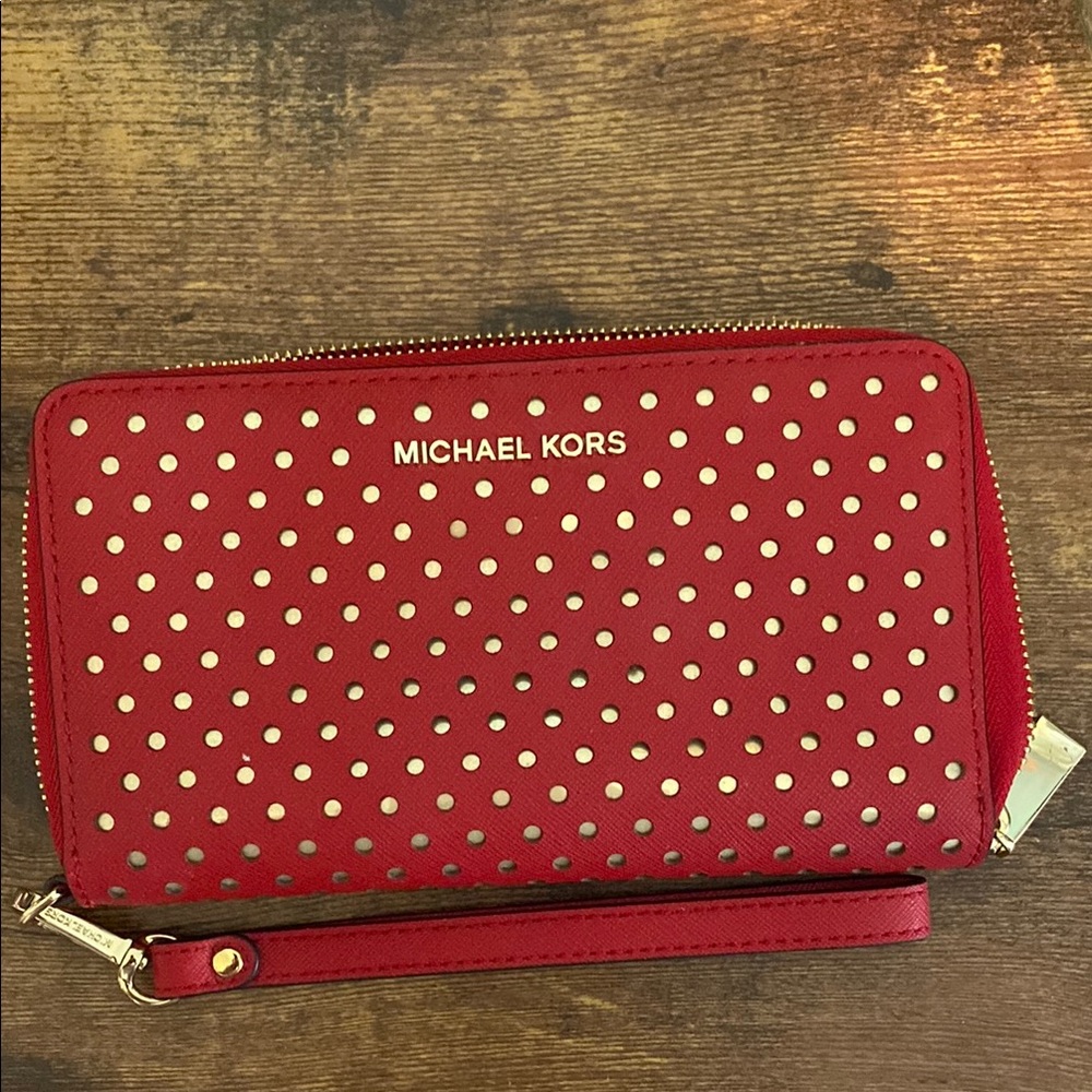 Michael Kors Red Studded Wristlet